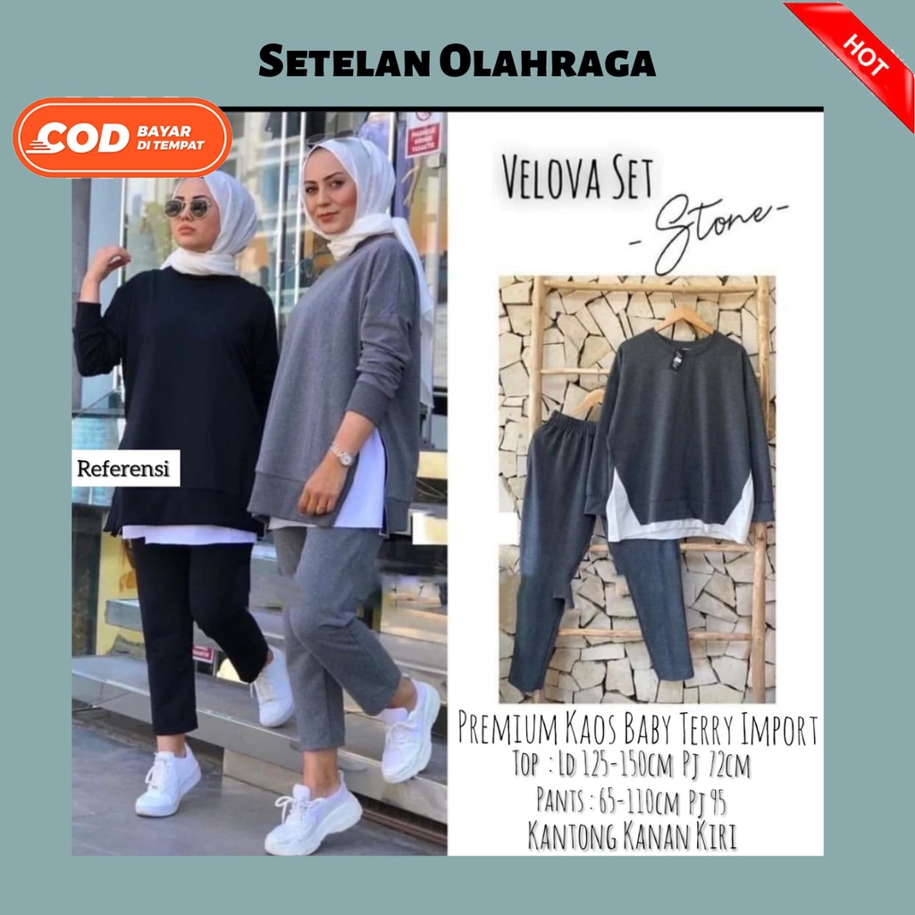 SETELAN OLAHRAGA WANITA, TRENING WANITA, SETELAN BAJU OLAHRAGA LENGAN PANJANG BABY TERRY