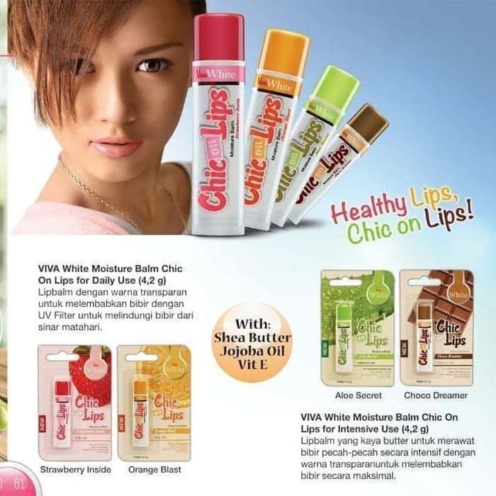 `ღ´ PHINKL `ღ´ Chic on Lips Viva lipbalm lipgloss pelembab bibir rasa buah (strawberry , coklat , aloe vera , orange )