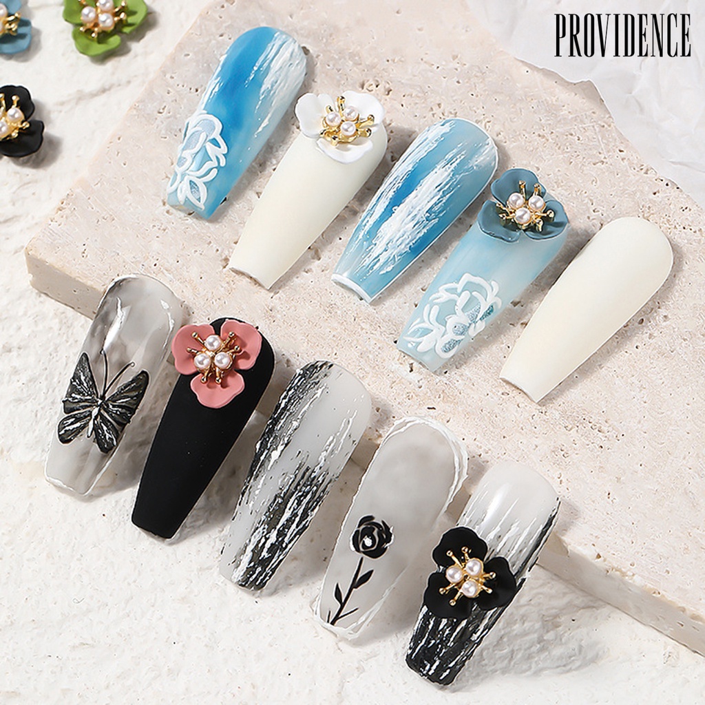 Providence 5Pcs Flower Nail Decor Fashionable Stylish Nail Accessories Artificial Pearl Flower Nail Art Stud for Salon