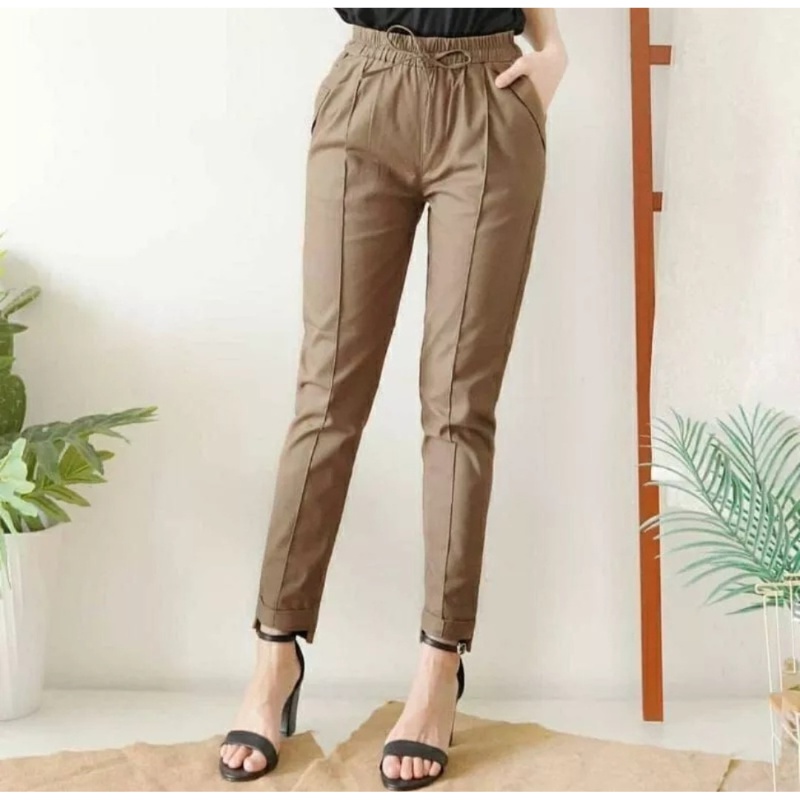 Celana Wanita Baggy Pants Combed Stretch Diamond Super Jumbo 5L/6L/7L/8L Bahan Melar Bisa Bayar Ditempat (COD)