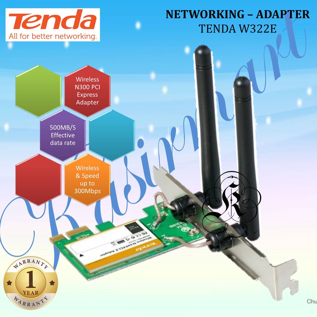 Tenda W322E PCI-E WIRELESS ADAPTER PCI EXPRESS 300MBPS DUAL ANTENA