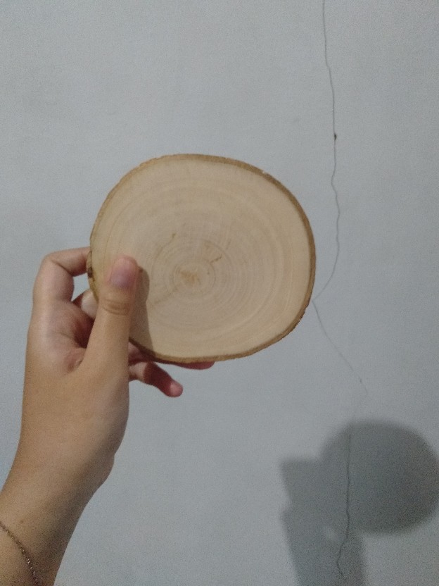 Tatakan 11-12 Cm Coated Kayu Besar Natural Wood Coaster Diameter