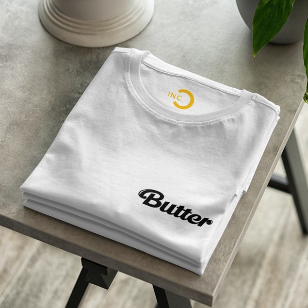 Kaos BTS Butter Sablon Depan Belakang Putih Cotton 24s Premium Bisa Upgrade Lengan Panjang