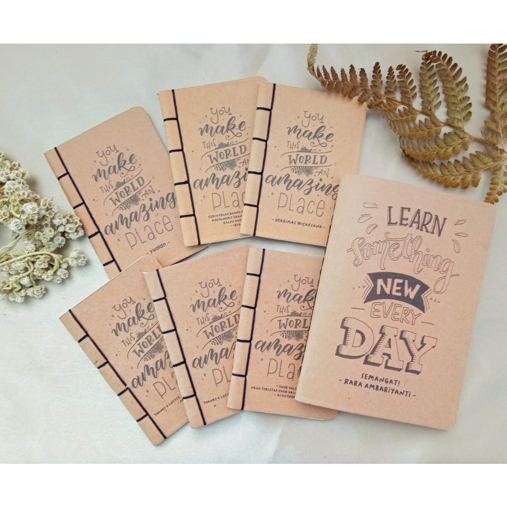 

BUKU Tulis CUSTOM Sampul KRAFT Softcover A5 Planner Garis Dot Grid Polos Handmade 38 - 50 lembar