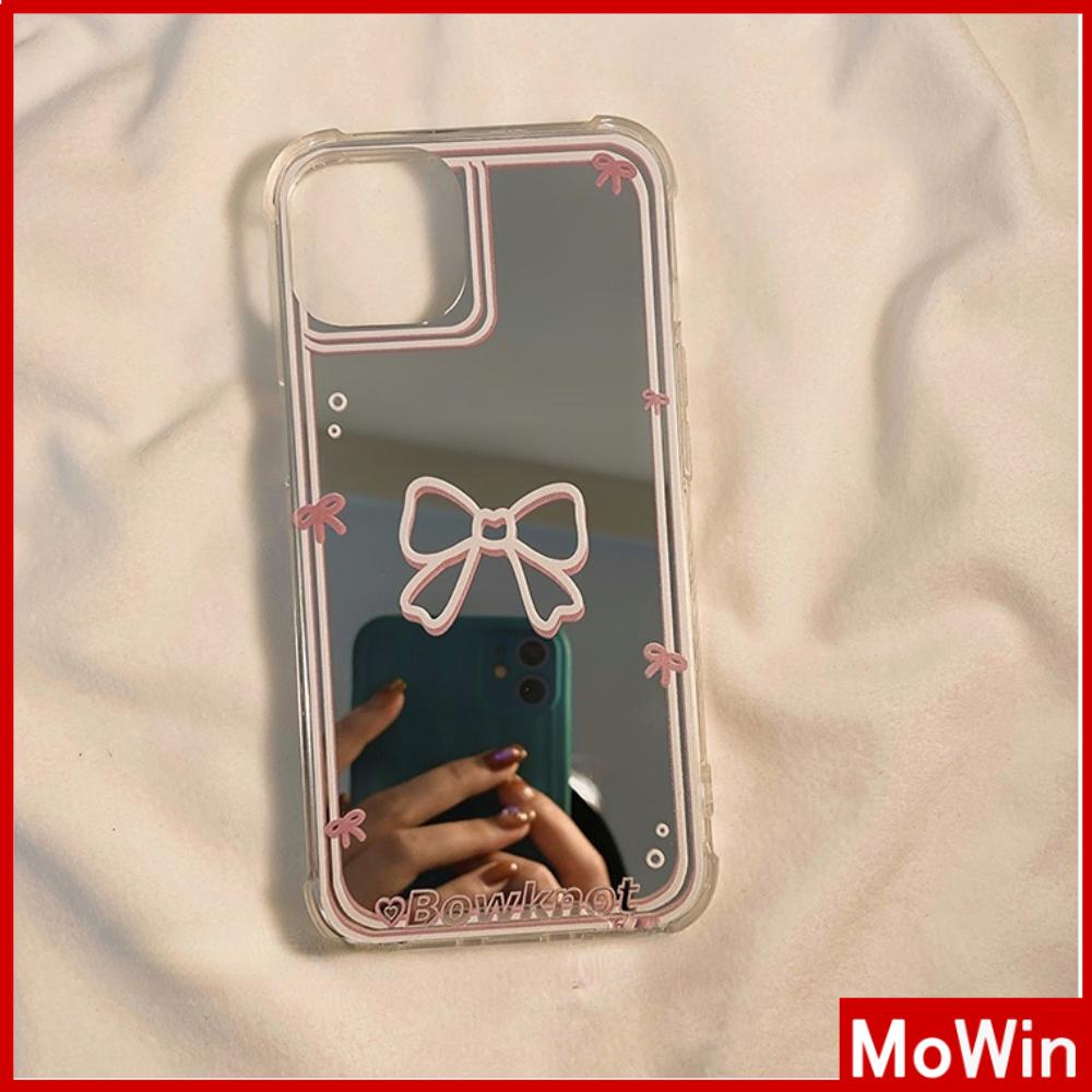 iPhone Case Acrylic Luxury Makeup Mirror Airbag Shockproof Protection Camera Pink Bow Cute Compatible For iPhone 11 iPhone 13 Pro Max iPhone 12 Pro Max iPhone 7 Plus iPhone xr