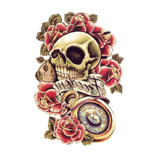 Tato tengkorak bunga jam skull Temporary Tattoo tato temporer