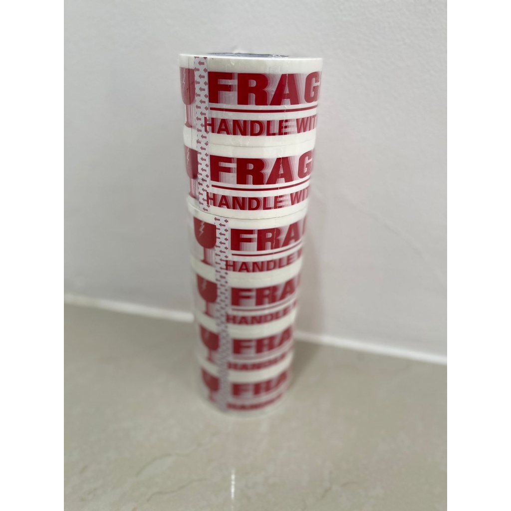 LAKBAN FRAGILE 48MM X 60 YARD 1DUS 72 ROLL JANGAN DI BANTING / HANDLE WITH CARE / ISOLASI MUDAH PECAH BELAH KHUSUS GOJEK