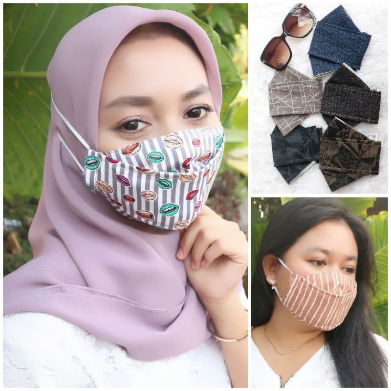 Jual MASKER HIJAB DAN EARLOOP 3PLY FASHION MODIS TERBARU KATUN IMPORT