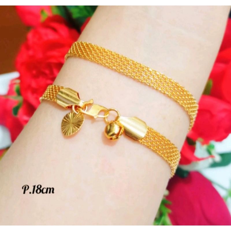 SET GELANG FREE CINCIN RANTAI LAPIS EMAS 24 K