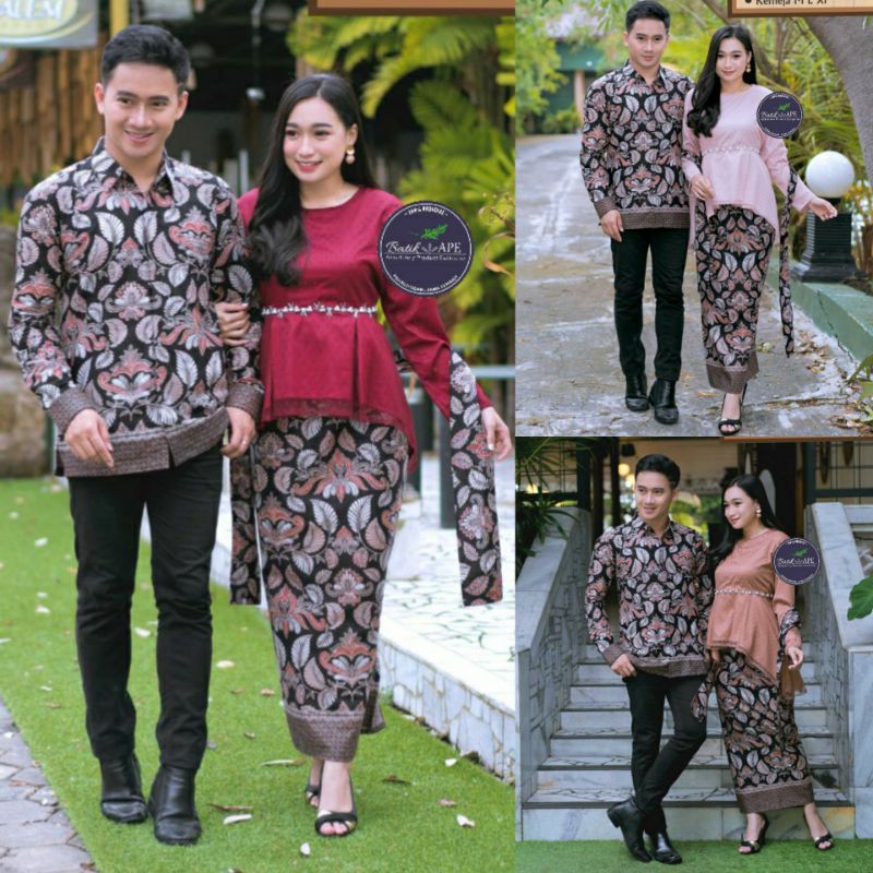 SARIMBIT SET ALMIRA COUPLE BATIK MODERN KEBAYA BROKAT TILE DOTTY PAYET HANDMADE ALLSIZE BISA PISAH