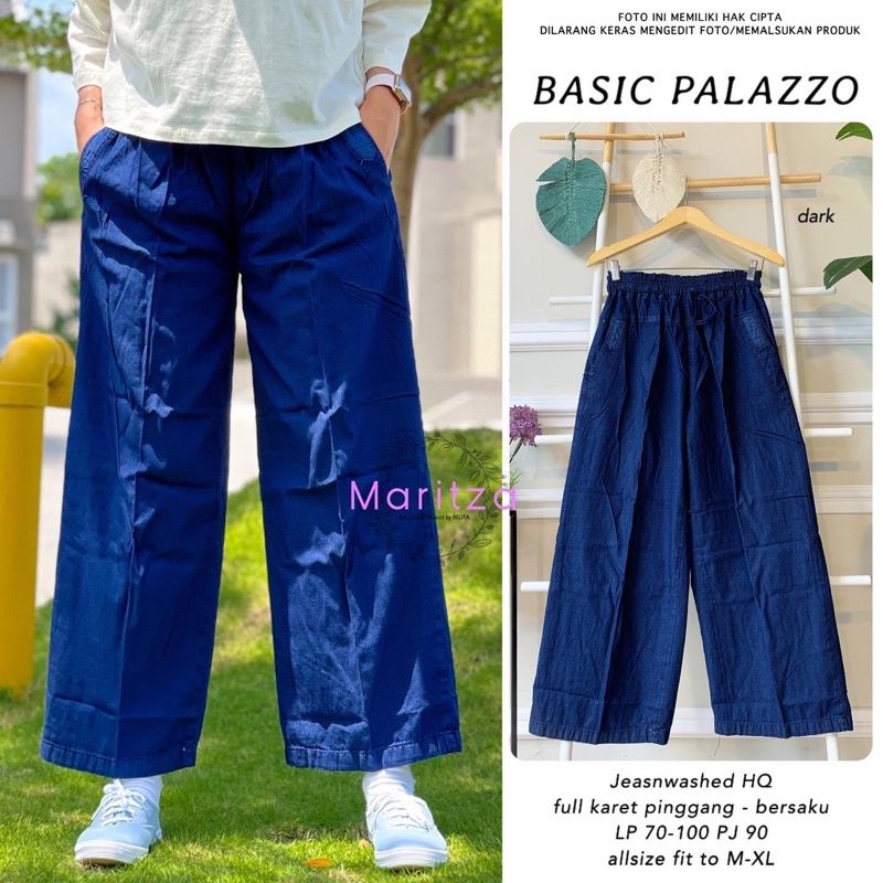 Celana Kulot Jeans Wanita Denim Premium Bawahan Wanita Murah-Palazo dark
