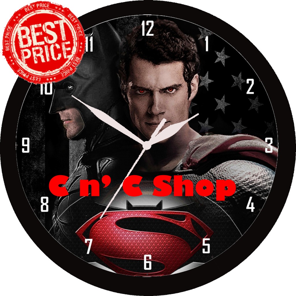 CNC SHOP Jam Dinding Karakter Batman Superman 30 cm