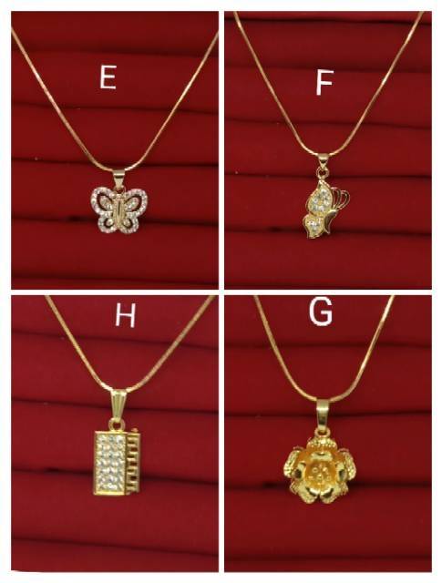 P10 kalung xuping wanita berlapis emas dengan mata zircon uk45cm.