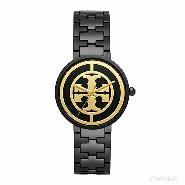 Jam Tory Burch Reva Black Two Tone Stainless Steel TBW 4039 Original