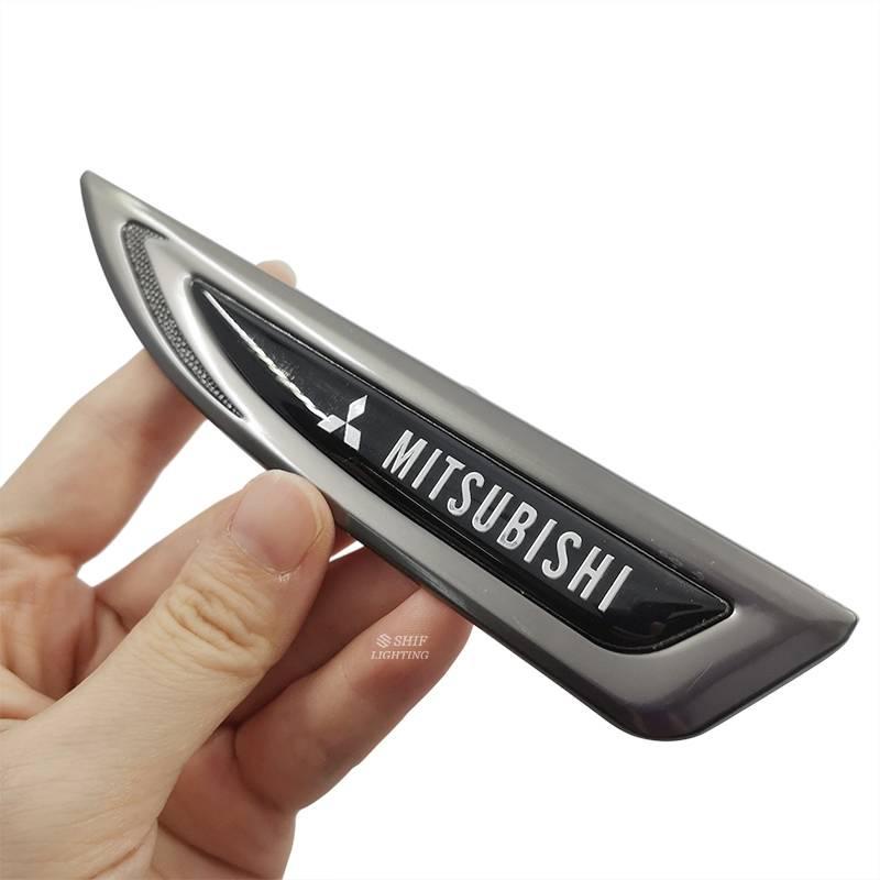 2 X Metal Mitsubishi Logo Car Auto Side Fender Decorative Emblem Badge Sticker Decal For MITSUBISHI