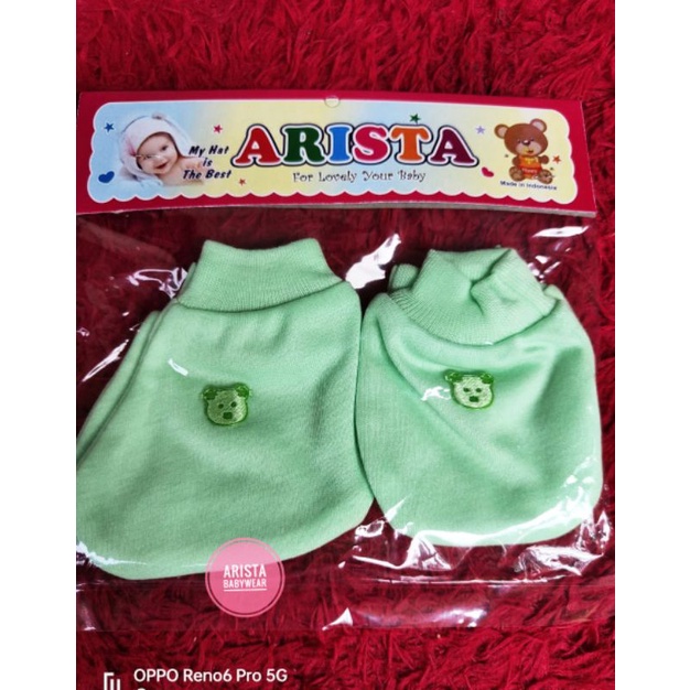 SET sarung tangan+kaki bayi fullwarna polos pergelangan RIB