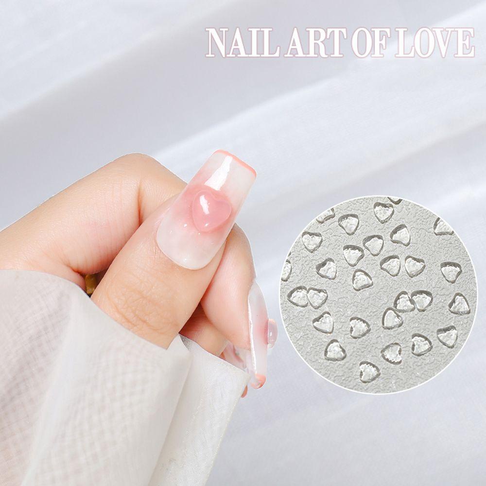 Mxbeauty Pesona Kuku Jantung Transparan Peach Heart 50pcs Cinta Hati Ornamen DIY Craft Nail Rhinestone Manicure Aksesoris