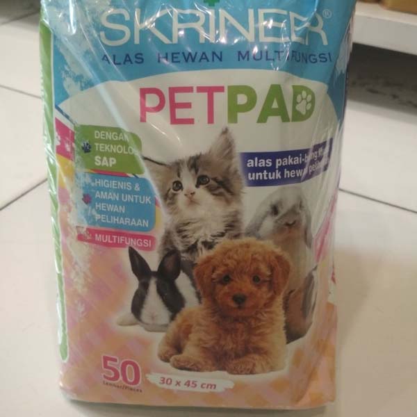 [50PCS] [30x45cm] [Perlak Hewan] Skrineer Petpad size 30x45cm isi 50pcs | Perlak Sekali Pakai Hewan