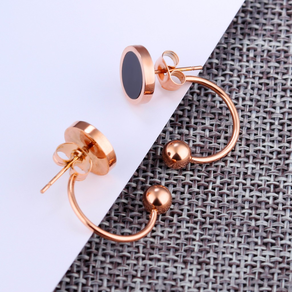 Anting Titanium Rose Gold Asli Wanita Fashion Anti Karat Murah AA008 trend masa kini sangat cakep