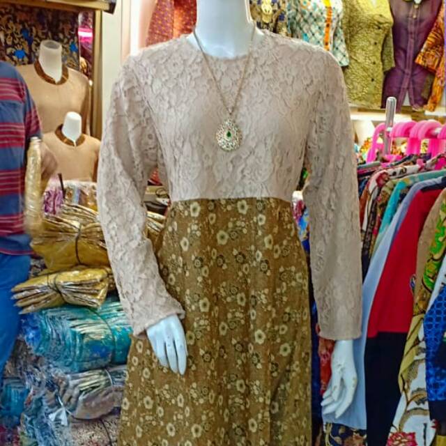 Gamis batik kombinasi burkat