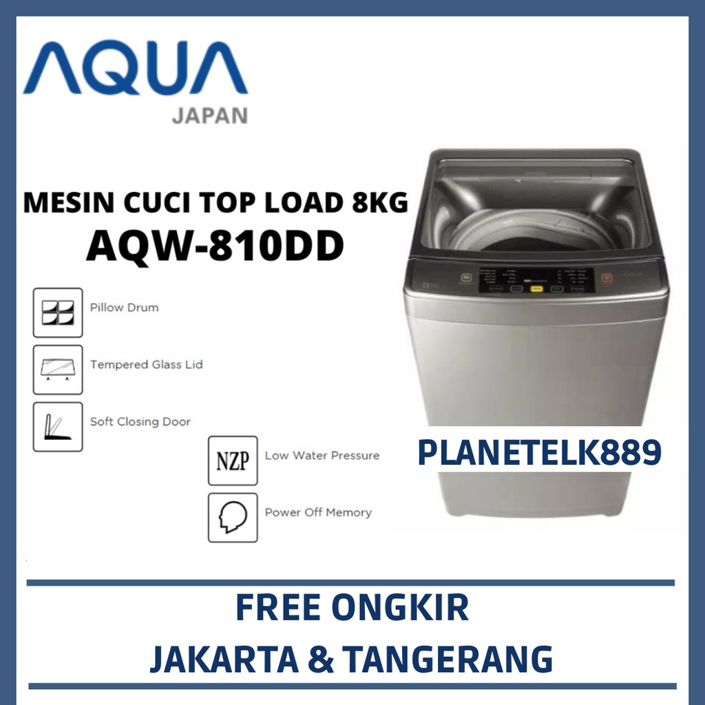 AQUA AQW 810DD MESIN CUCI 1 TABUNG AQUA TOP LOADING 8KG AQUA AQW-810DD