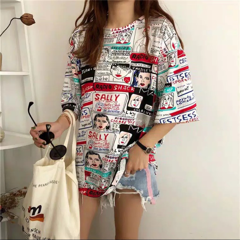  Kaos  Oversize  Sally Korean  Style Shopee Indonesia