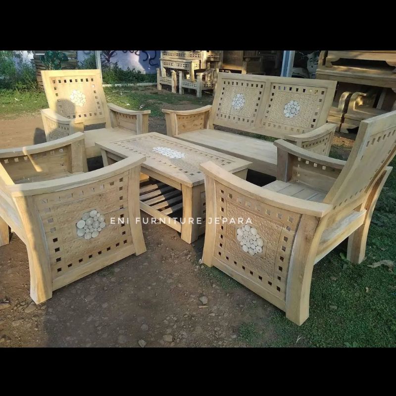 Kursi Tamu Jati Mentahan - Kursi Tamu Minimalis Jati Asli - Kursi Tamu - Set Kursi Tamu Jokowi Koin 