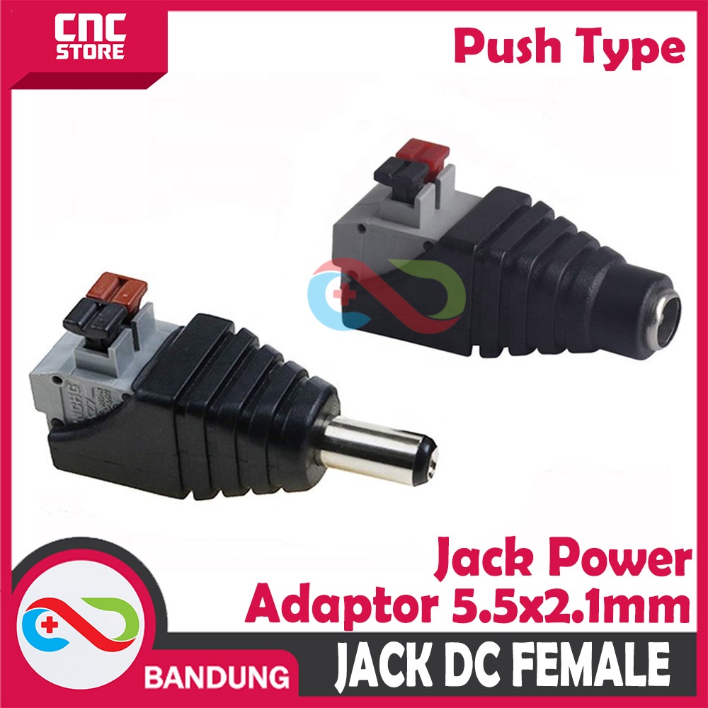 DC JACK FEMALE POWER ADAPTER 5.5X2.1MM PUSH TYPE SOCKET 2.1X5.5MM