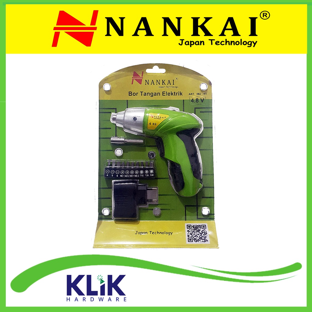 Nankai Cordless Screwdriver Drill 14 Pcs - Obeng Tangan Charge Set 4.8V
