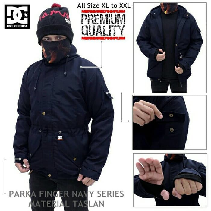 JAKET PARKA PRIA DC FINGER BLUE NAVY PREMIUM KEREN / BIRU