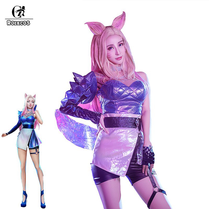 Game LOL KDA Ahri Cosplay Costume LOL KDA ALL OUT Ahri Cosplay Sexy Dress Women Costume Glov
