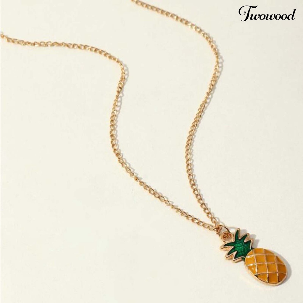 Twowood 2Pcs/Set Piercing Cute Necklace Earrings Set Alloy Pineapple Pendant Necklace Ear Hooks Jewelry Accessory