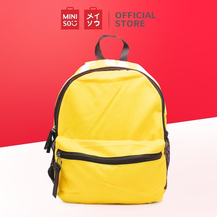 MINISO Tas Ransel Backpack Tas Pungung Simple Huruf Sekolah Travel - Merah