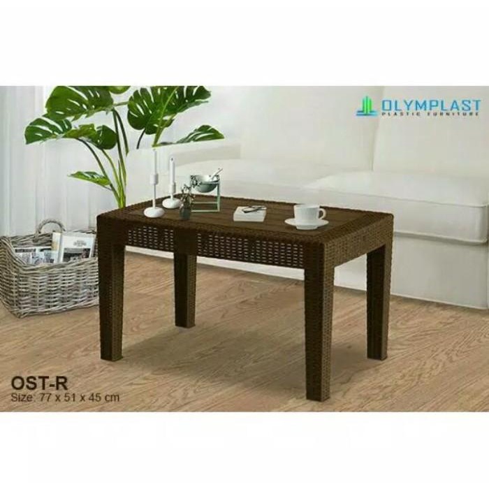 Meja Teras/ Tamu/ Sofa Plastik Anyaman Rotan Olymplast Ost-R