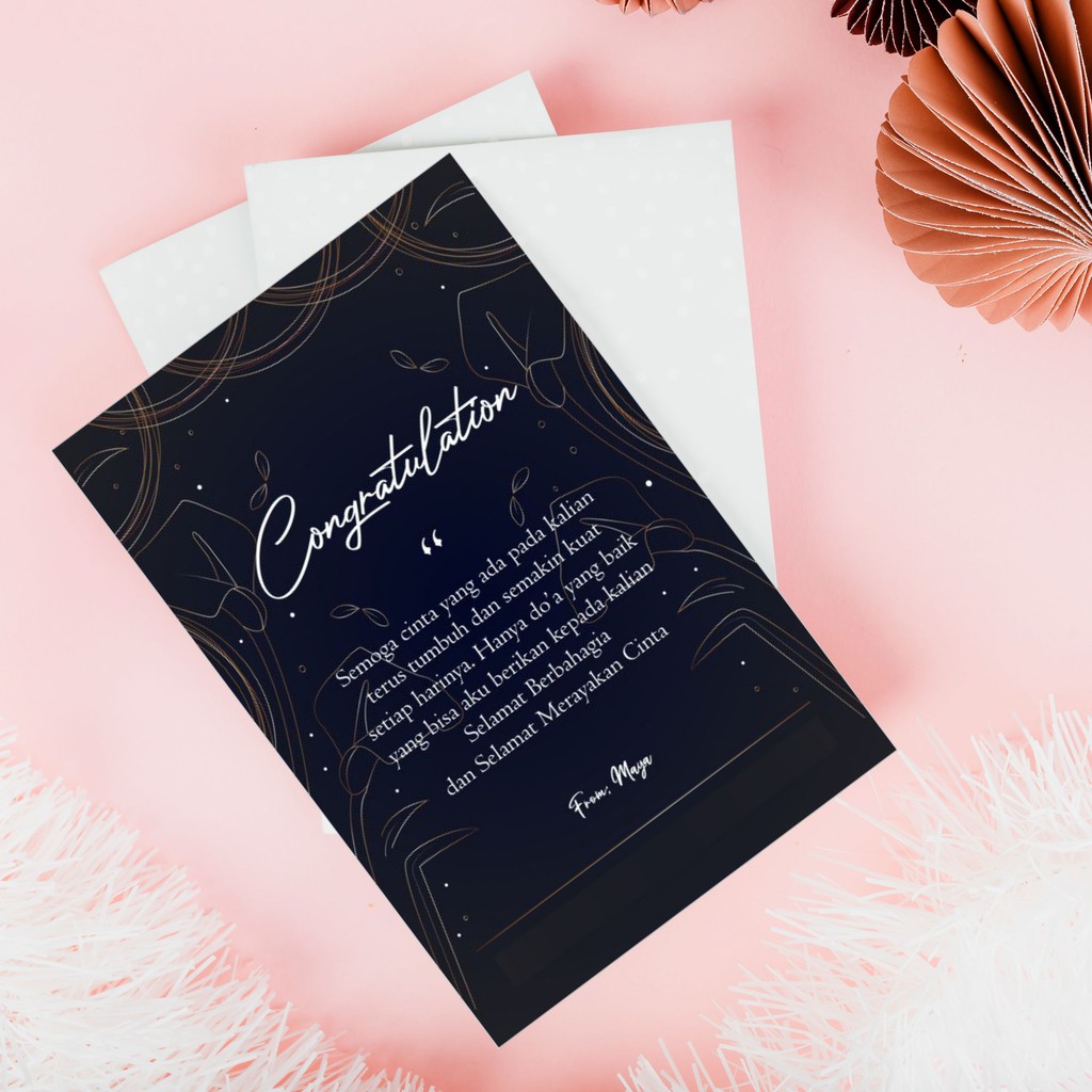 Reques Tulisan Kartu Ucapan Untuk Wisuda, Pernikahan Wedding Perkawinan, Ulang Tahun Ultah Card