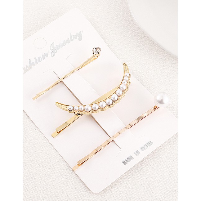 LRC Jepit Rambut Fashion Gold Small Moon Hairpin Set Y61534