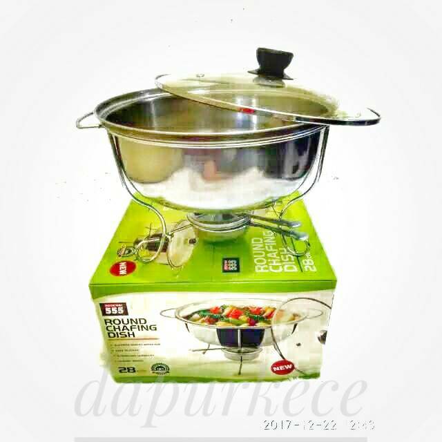 Wadah Prasmanan Stainless 28cm Dengan Tungku Pemanas