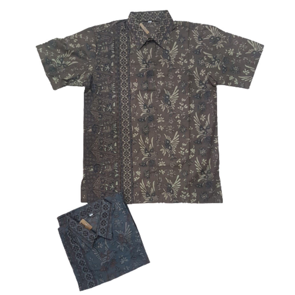 BATIK TRUSMI HAFIYAN KEMEJA PROSES CAP LENGAN PENDEK HEM PRIA BATIK PREMIUM MEGA MENDUNG BATIK WANIT