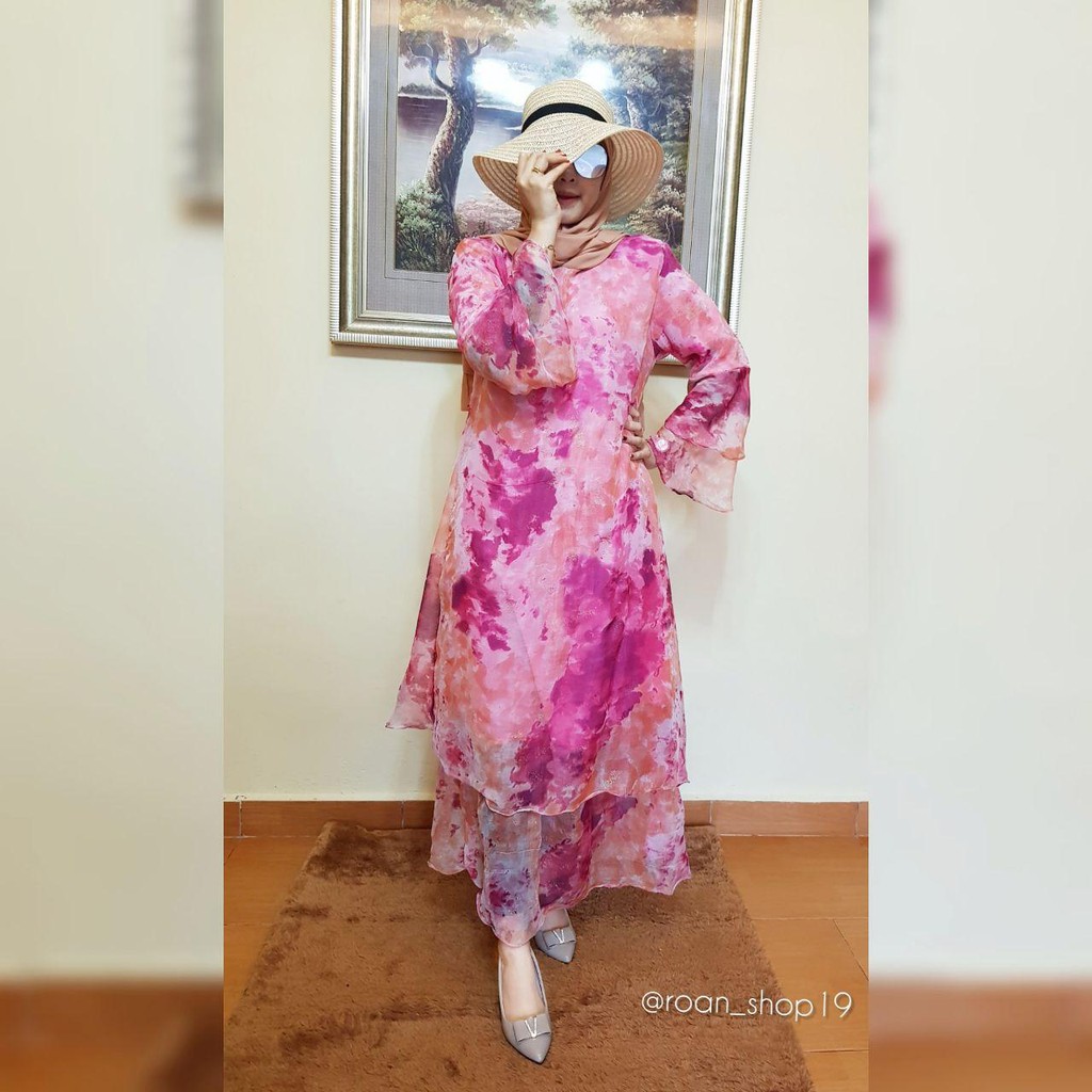 Gamis Malaysia Motif Pink