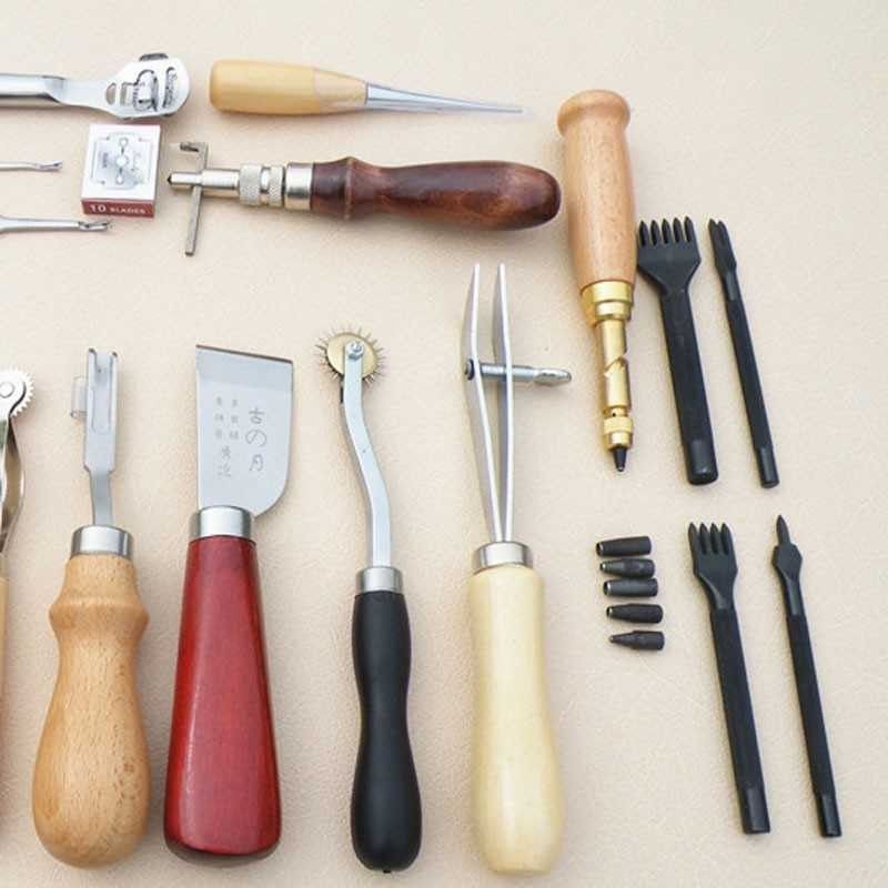 Peralatan Seni DIY Kulit 18in1 Leather Craft Stitching Tool Set / perlengkapan seni kulit tangan / Alat lengkap untuk kerajinan kulit