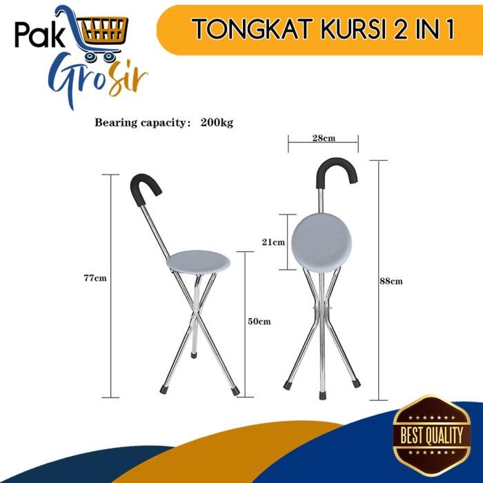 Tongkat Kursi Duduk Kaki 3 Alat Bantu Jalan Lansia Murah Berkualitas
