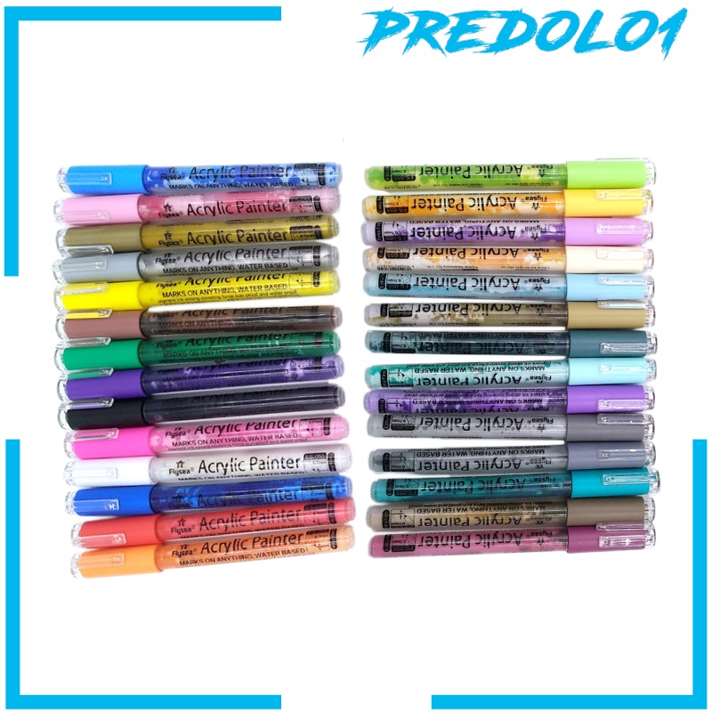 [PREDOLO1] 28pcs Acrylic Paint Marker Pens Craft Rock Painting Water Based Marker Pen