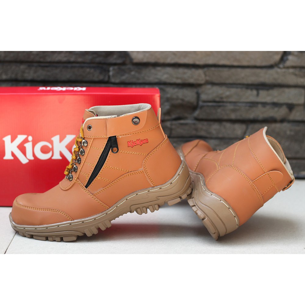 MS SHOP - Boots Safety Cowok Kickers Morisey Sleting TAN Sepatu Pria Bots septi Hiking Outdoor Murah