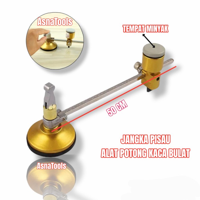 

Jangka Pisau Potong Kaca Bulat / Glass Circle Round Cutter 50/100