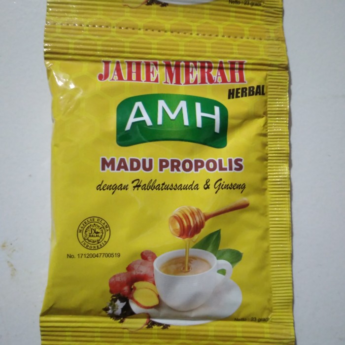 

Jahe Merah AMH plus propolis gingseng per sachet @ 23 gr