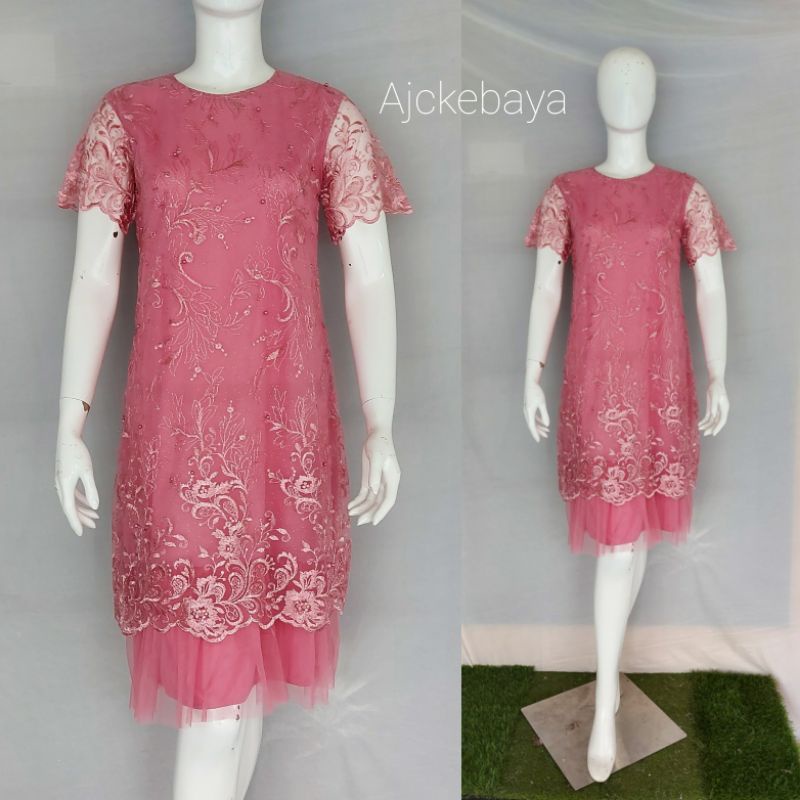 DRES/DRES TULLE/DRES TERBARU/DRES MODERN/KEBAYA DRES/PAKAIN PESTA/AJC KEBAYA