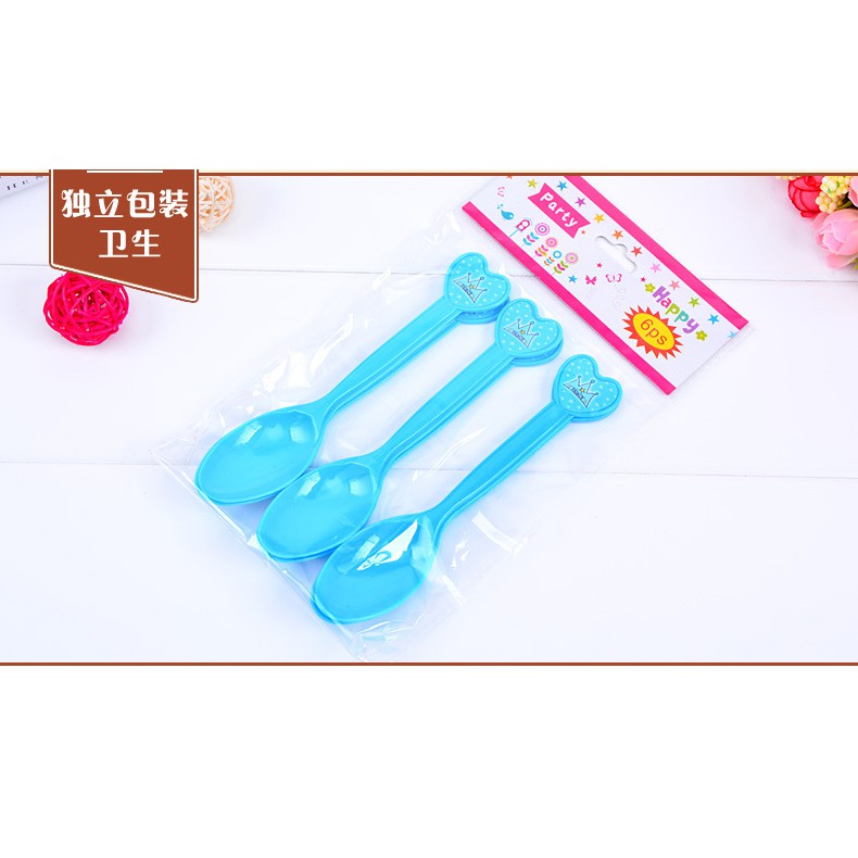 1 PACK ISI 6 perlengkapan makan pesta sendok ulangtahun party spoon birthday (4F5) hpa044