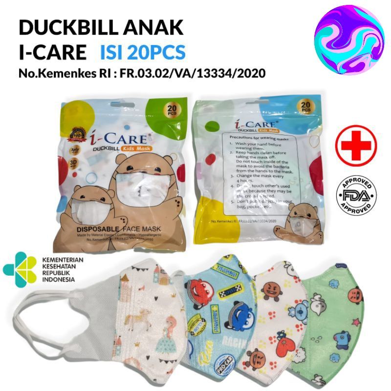 Masker Anak Duckbill ICARE/STARK 3Ply