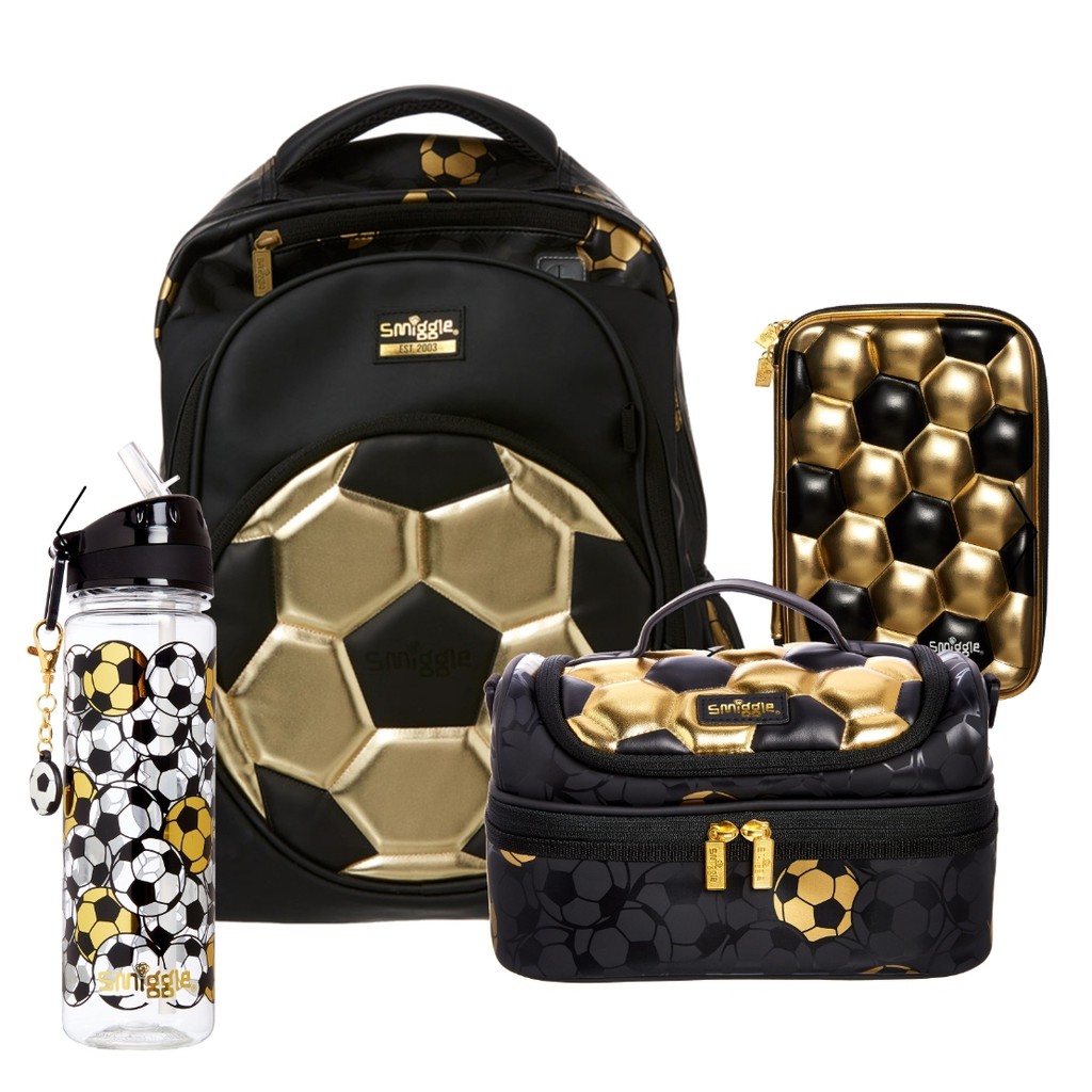  Smiggle  Backpack Gold Football Tas  Ransel Sekolah Anak 