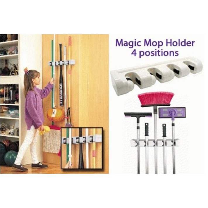 TBI 5 GANTUNGAN SAPU &amp; 6 HOOK MAGIC BROOM ORGANIZER - AS SEEN ON TV